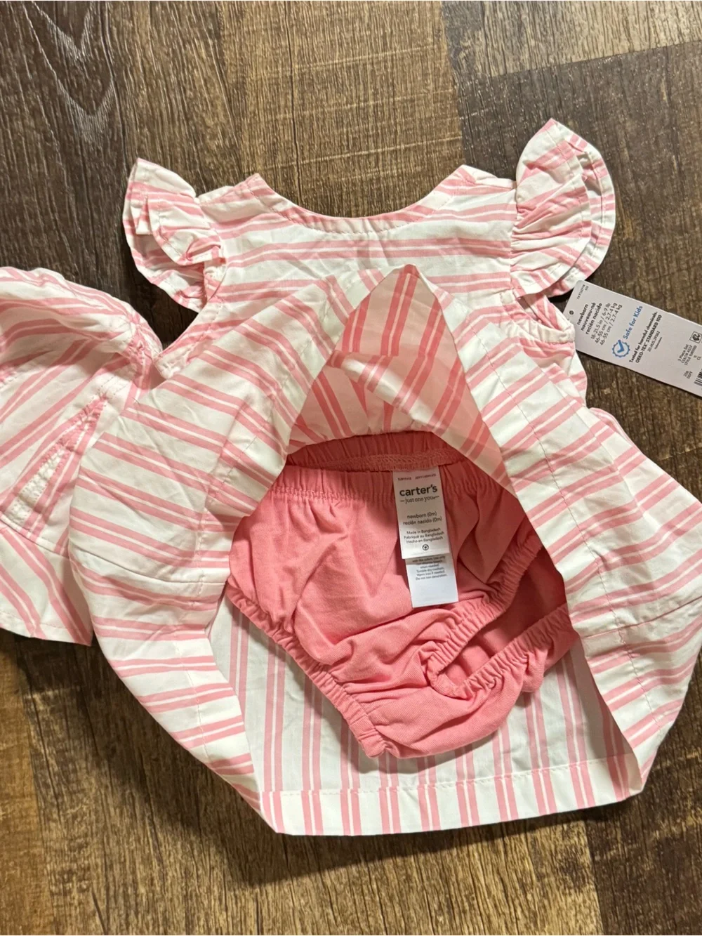 Carter's Pink and White Striped Dress with Matching Bloomers